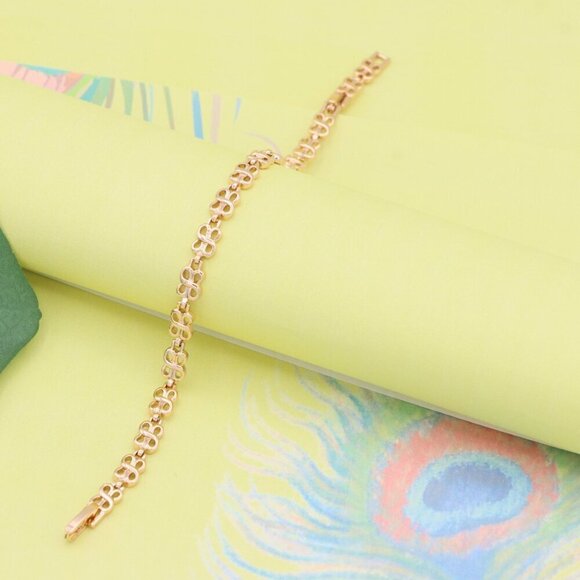 "Rose Gold Plated Heart Link Chain Bracelet in High Quality Brass, XPBL1089 - Picture 9 of 12